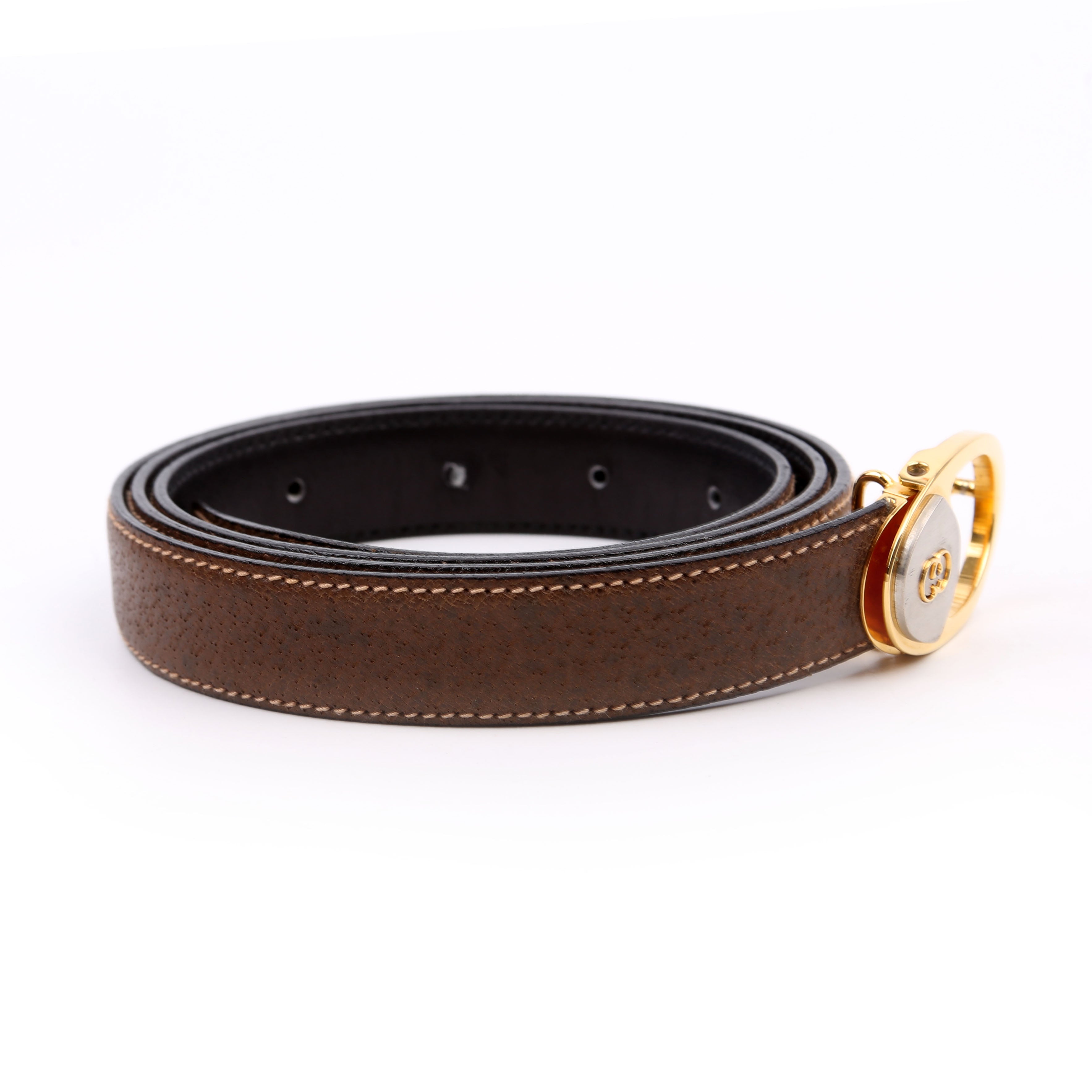 036.116 Interlocking G Oval Reversible Vintage Belt Size 100/40 Brown/Black