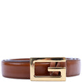 523305 Icaro G Cube 25MM Calfskin Belt Size 95/38 Brown