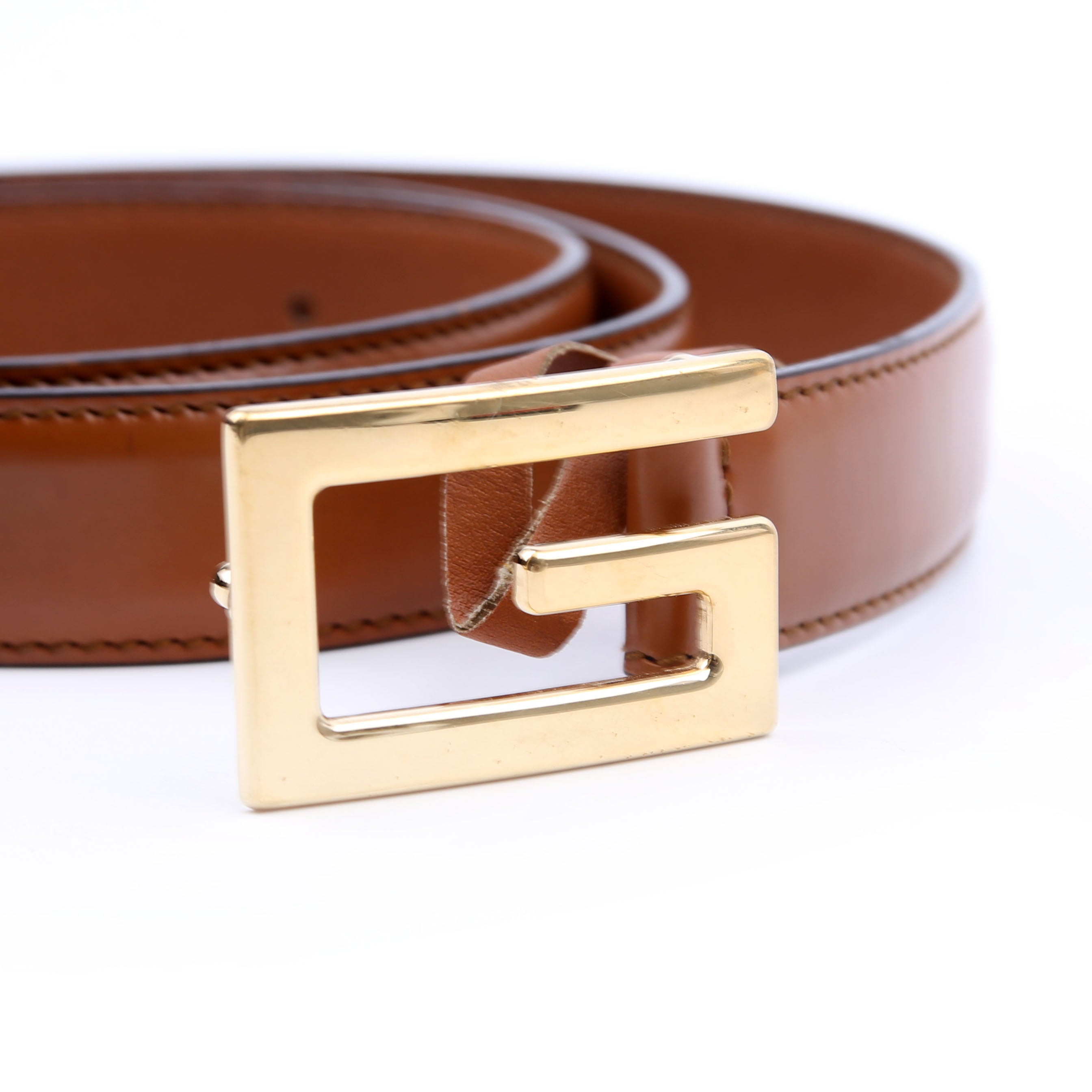 523305 Icaro G Cube 25MM Calfskin Belt Size 95/38 Brown