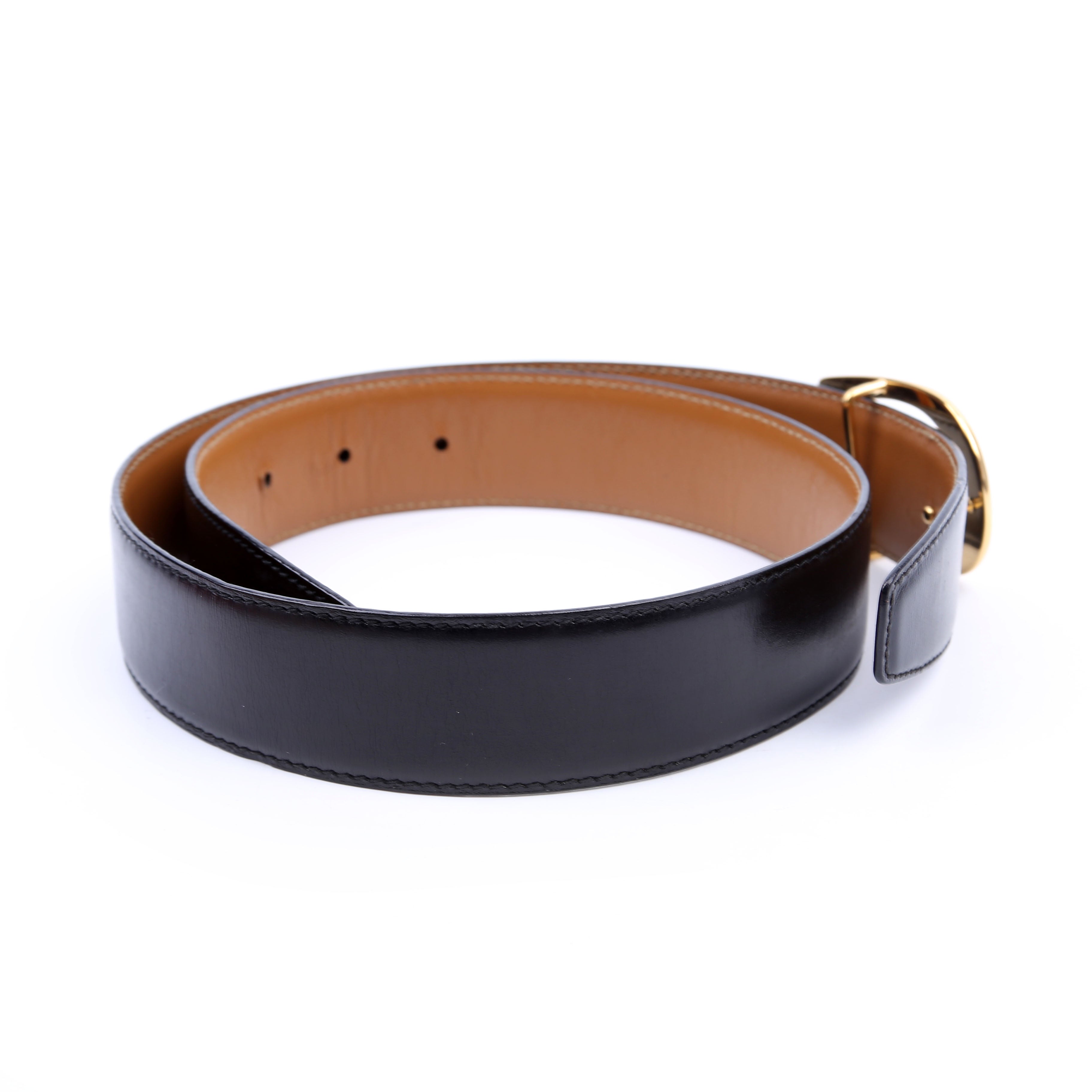 036.1476 G Buckle Reversible Calfskin Vintage Belt Size 65/26 Black/Brown