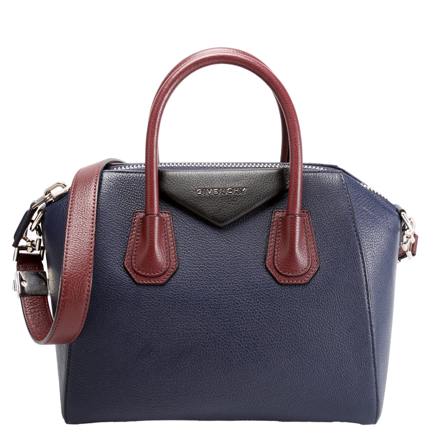 Antigona Satchel Small Navy/Burgendy/Black