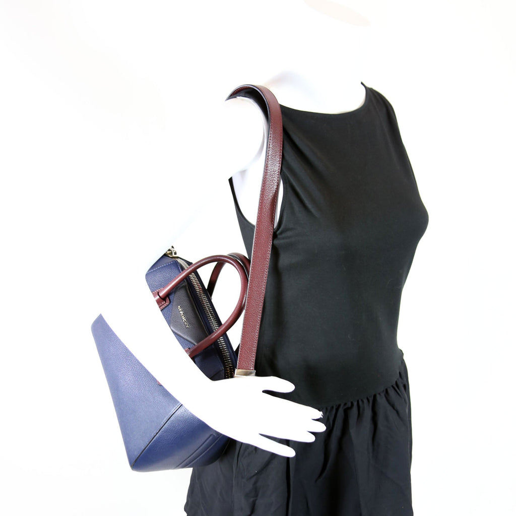 Antigona Satchel Small Navy/Burgendy/Black