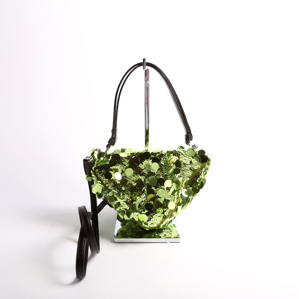 Prada 1BA315 Paillettes Triangle Crossbody Green