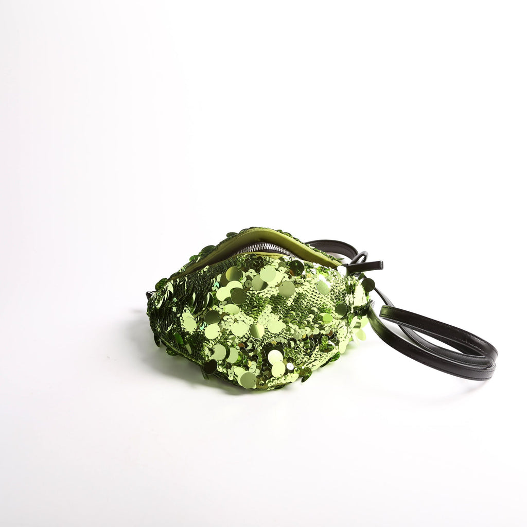 Prada 1BA315 Paillettes Triangle Crossbody Green