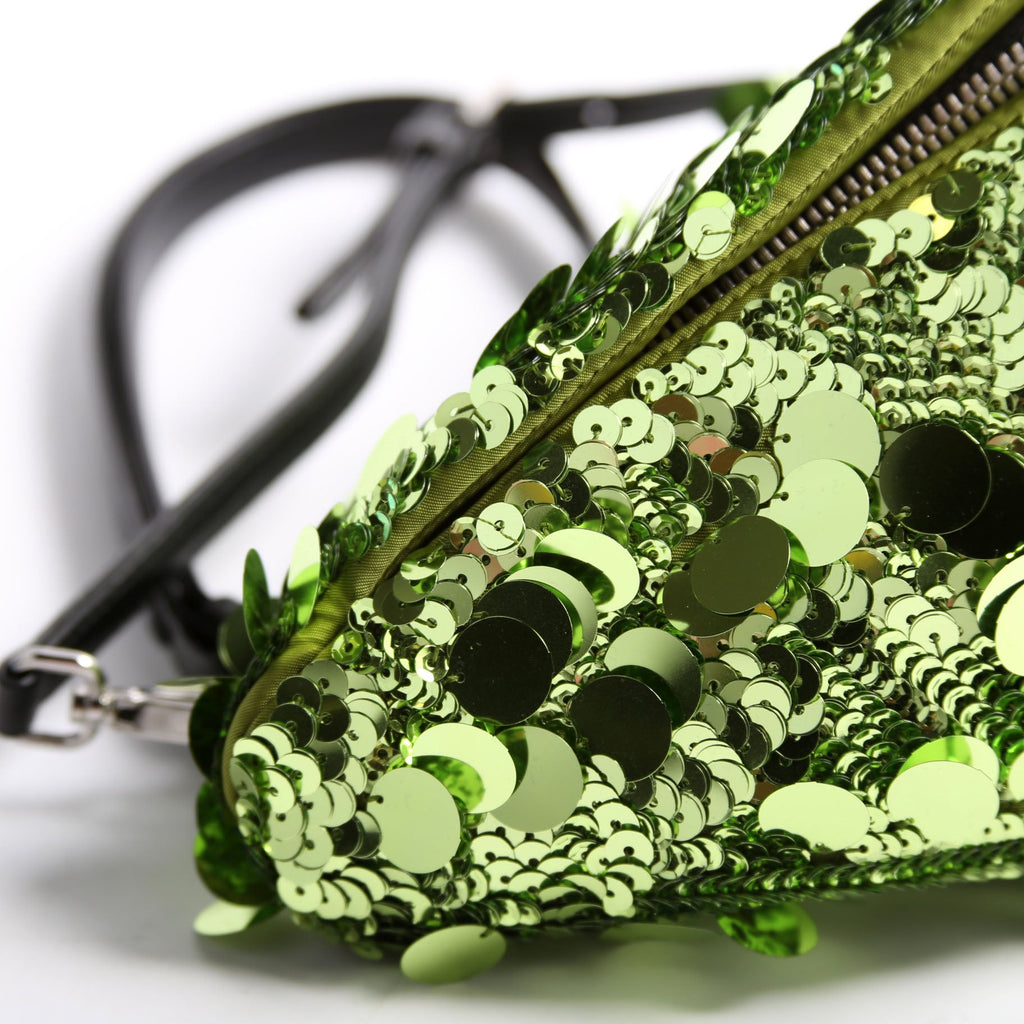 Prada 1BA315 Paillettes Triangle Crossbody Green