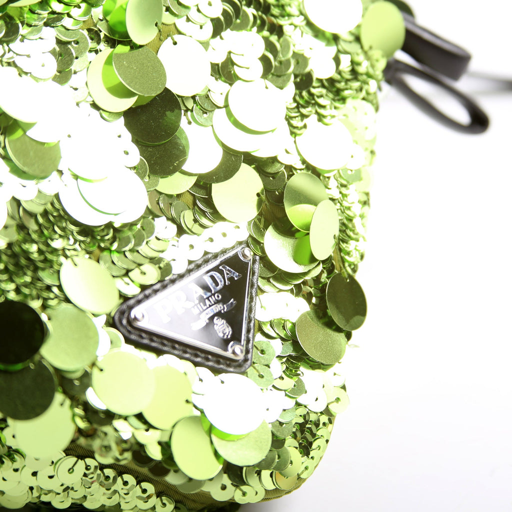 Prada 1BA315 Paillettes Triangle Crossbody Green
