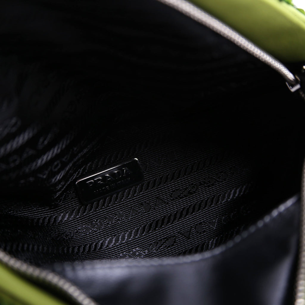 Prada 1BA315 Paillettes Triangle Crossbody Green