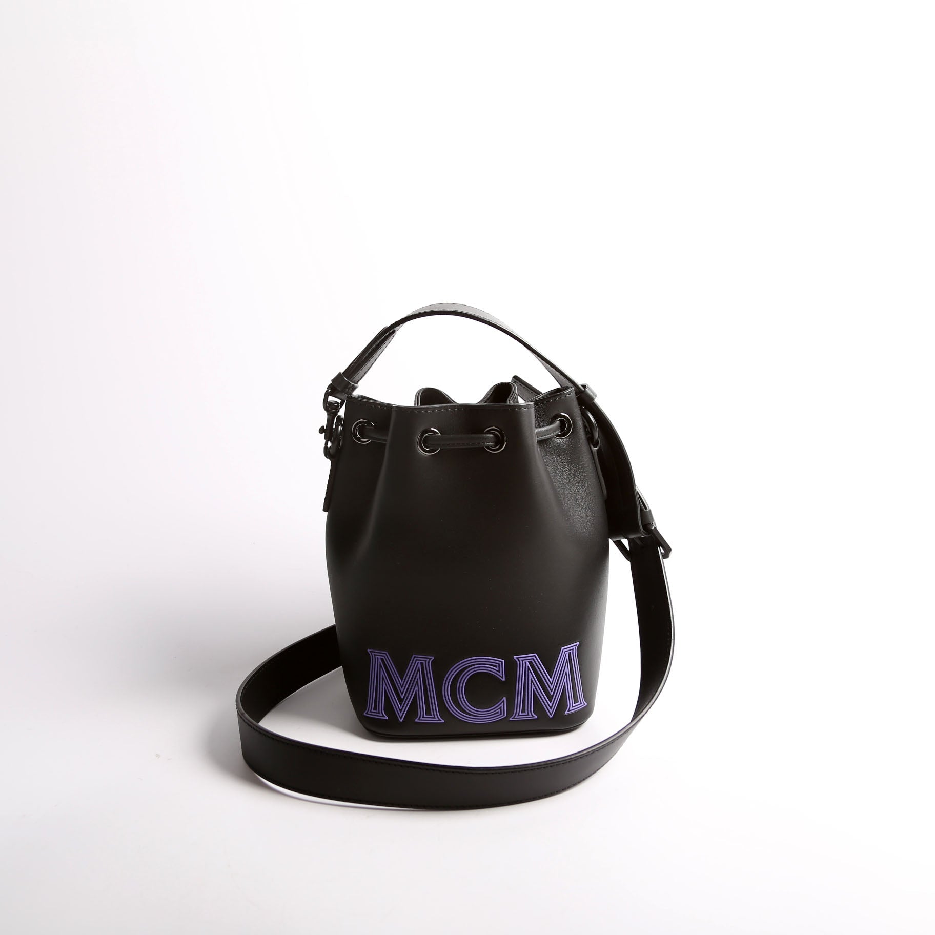 Mini Logo Drawstring Bucket Bag Black/Purple