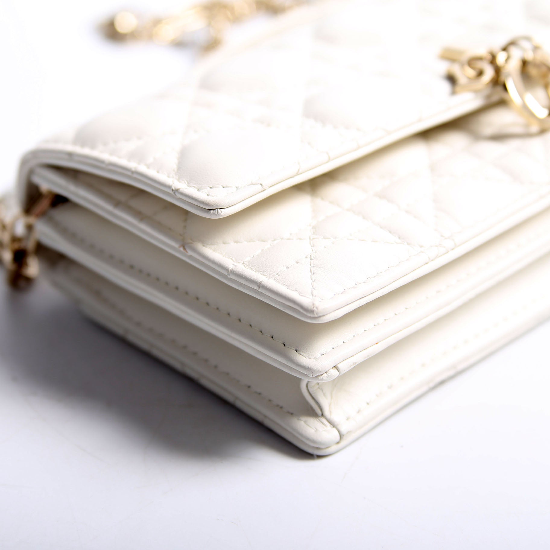 My Dior Mini Chain Bag Cannage Lambskin White