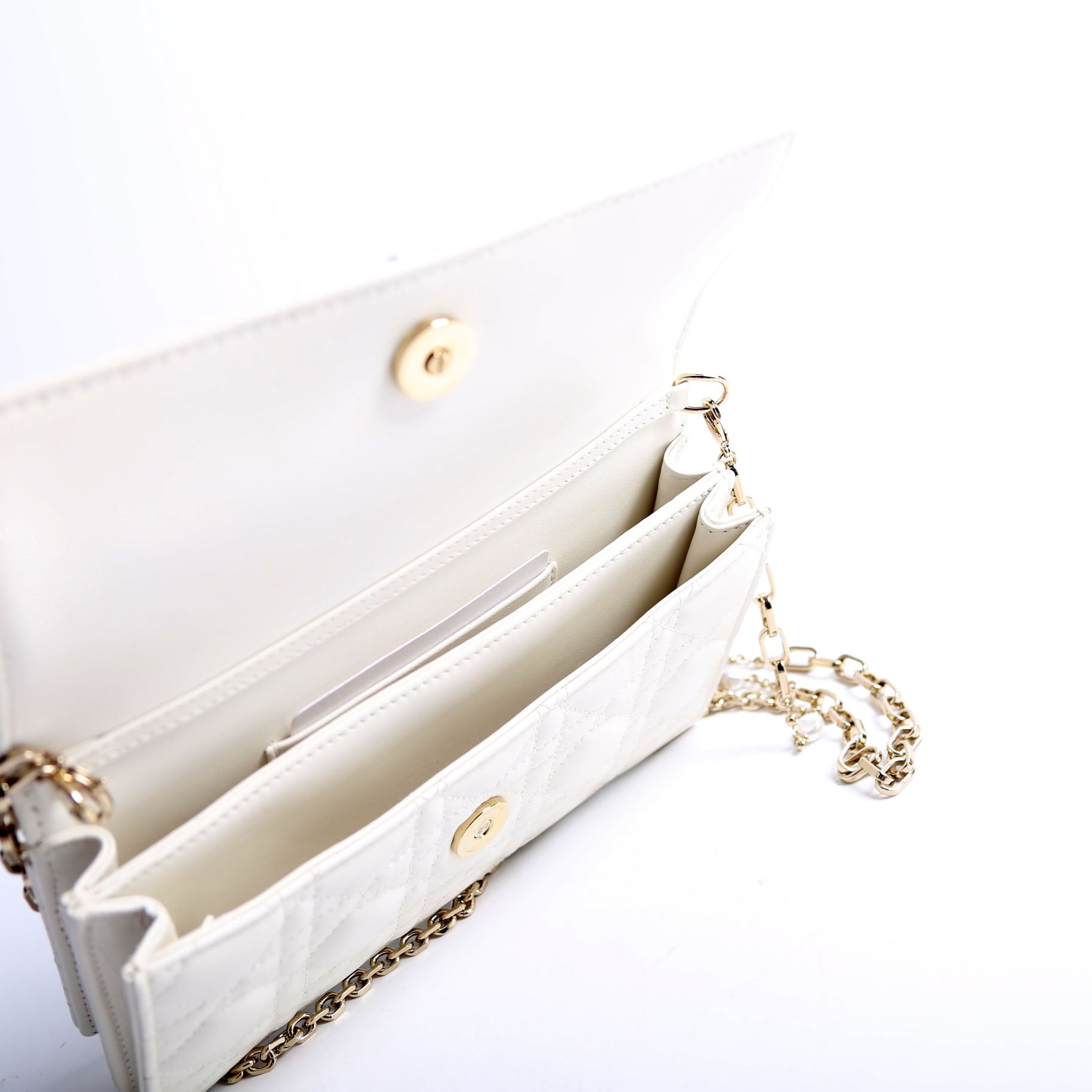 My Dior Mini Chain Bag Cannage Lambskin White
