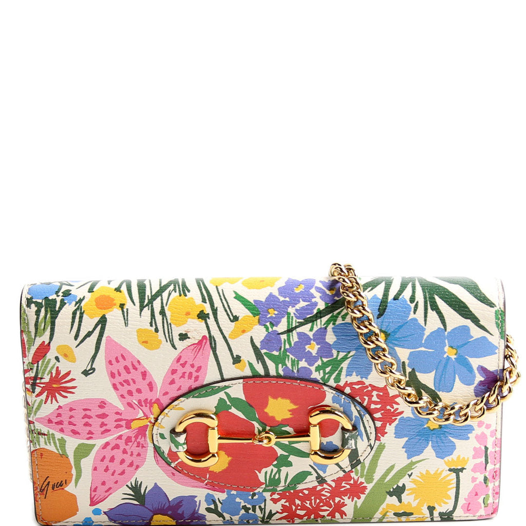 621892 Horsebit 1955 Wallet With Chain White/Multicolor