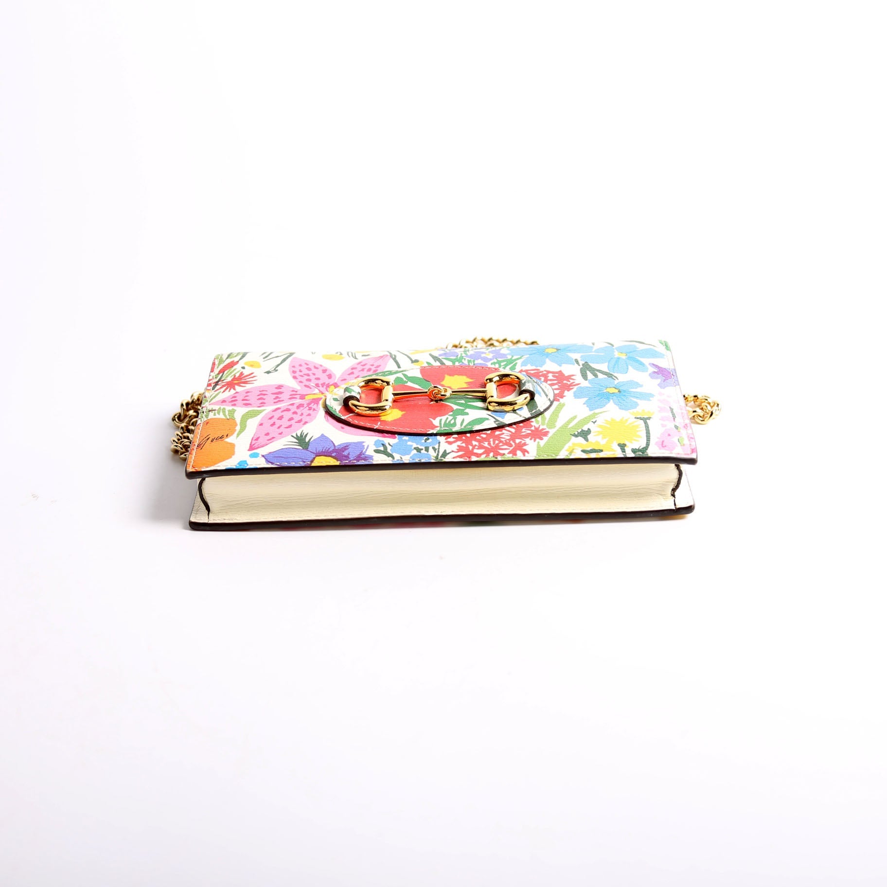 621892 Horsebit 1955 Wallet With Chain White/Multicolor