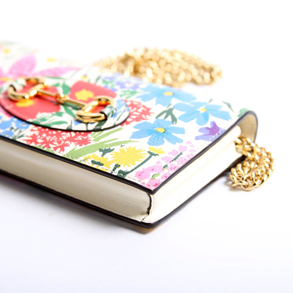 621892 Horsebit 1955 Wallet With Chain White/Multicolor