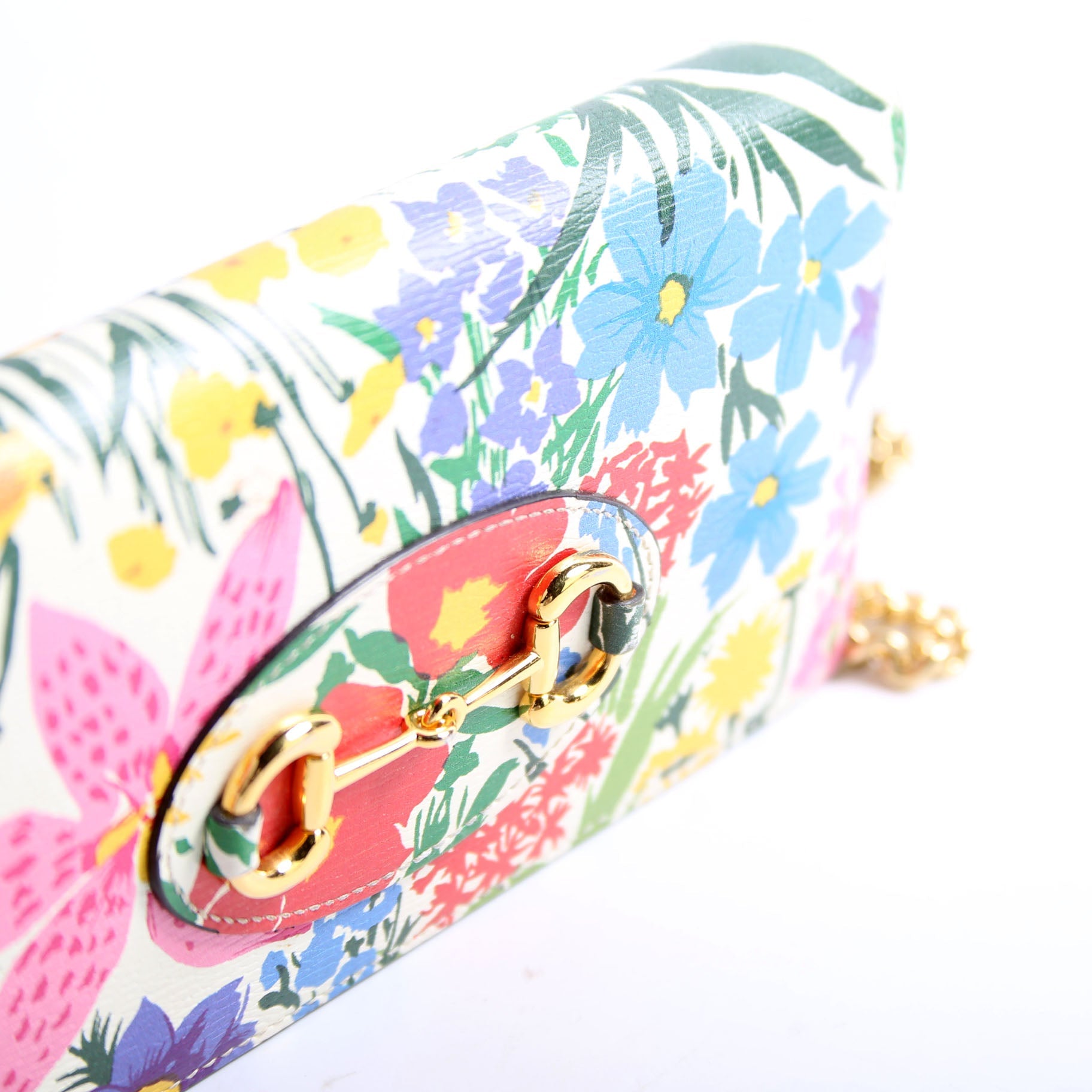 621892 Horsebit 1955 Wallet With Chain White/Multicolor