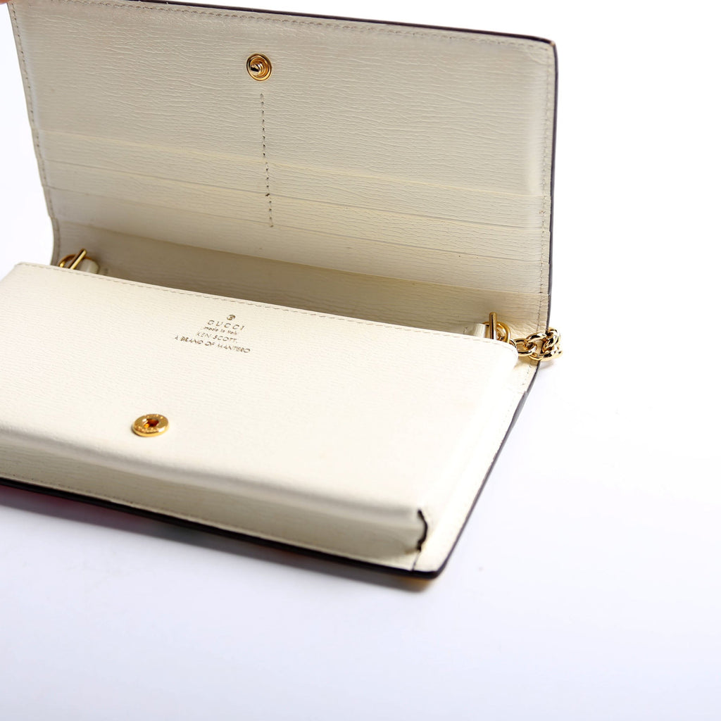 621892 Horsebit 1955 Wallet With Chain White/Multicolor