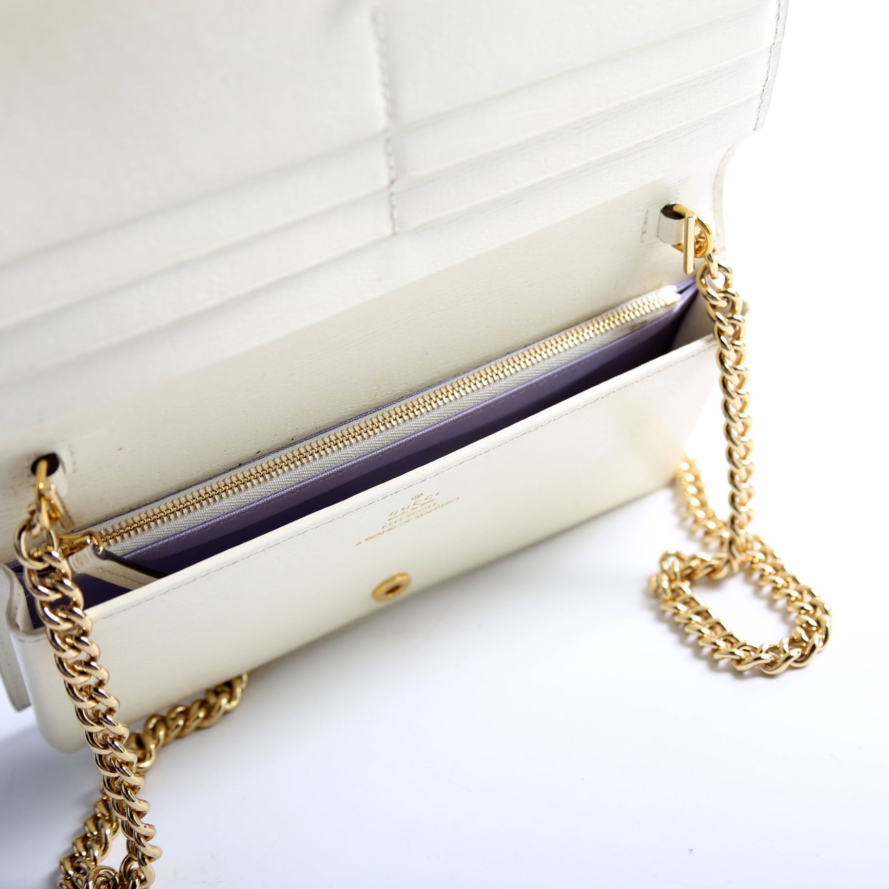621892 Horsebit 1955 Wallet With Chain White/Multicolor
