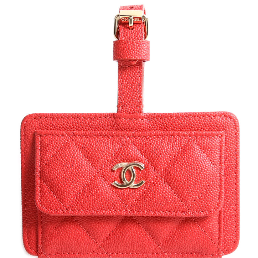CC Luggage Tag Quilted Caviar 29M Red