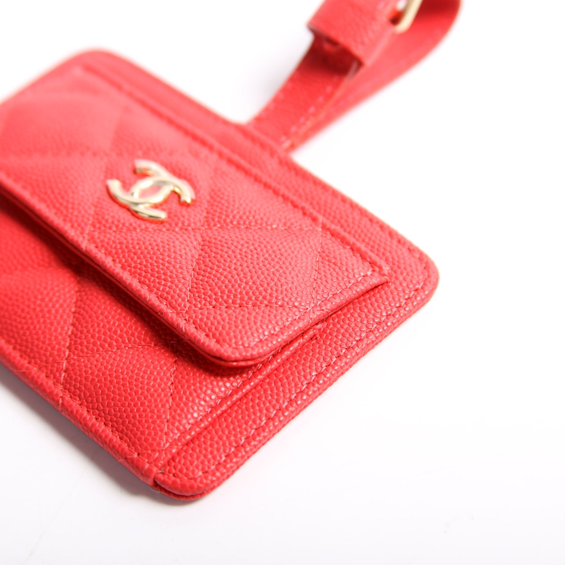 CC Luggage Tag Quilted Caviar 29M Red