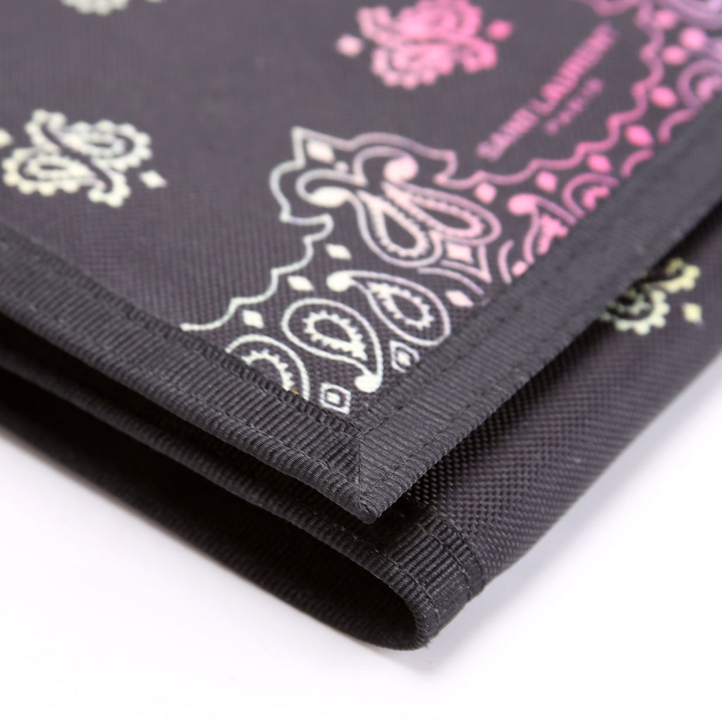 SAINT LAURENT 556417 Bandana Print Nylon Chain Wallet Black/Multicolor