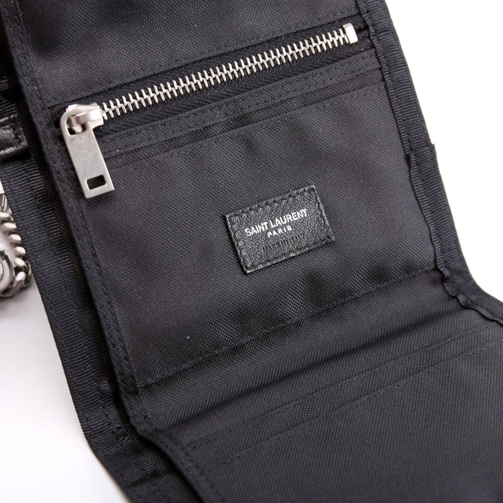 SAINT LAURENT 556417 Bandana Print Nylon Chain Wallet Black/Multicolor