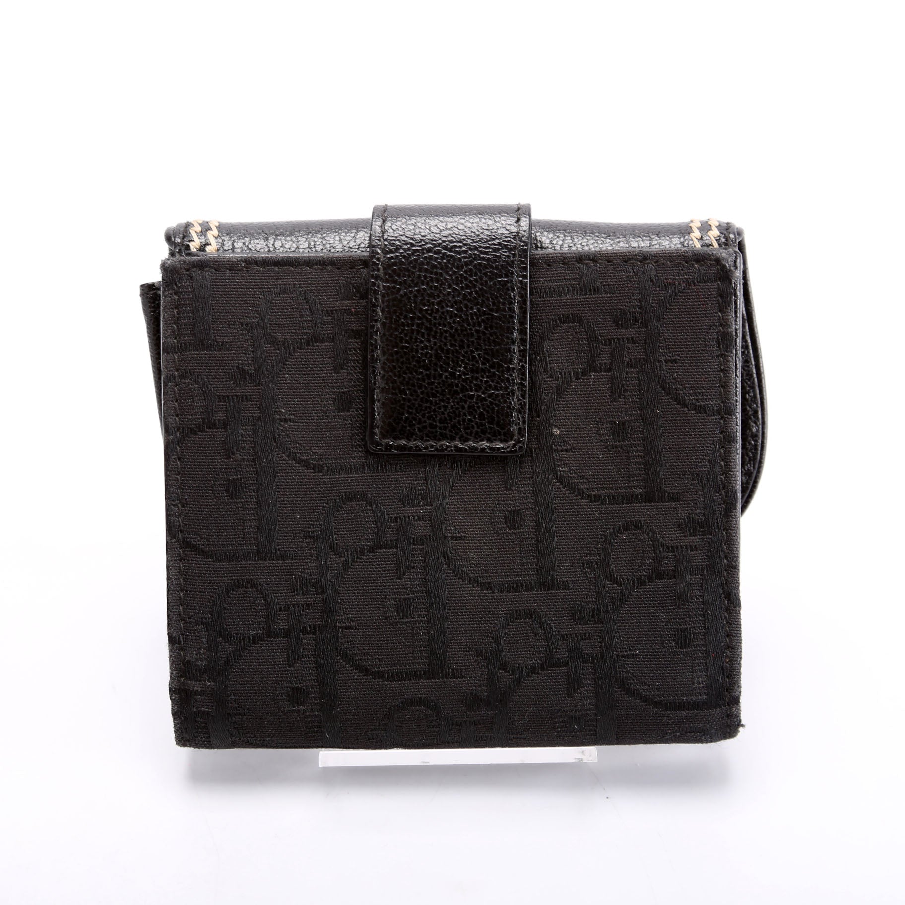 Saddle Wallet Compact Flower Oblique Black