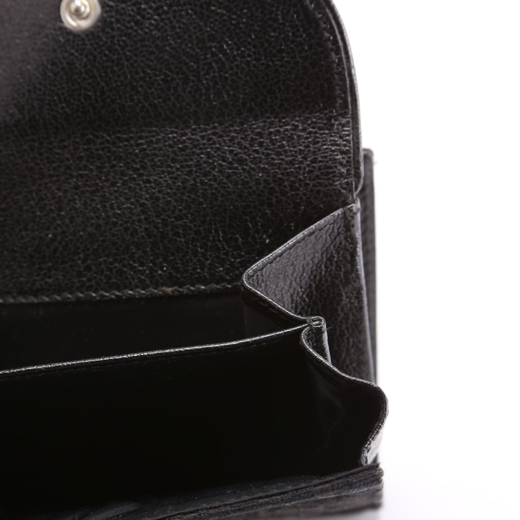 Saddle Wallet Compact Flower Oblique Black