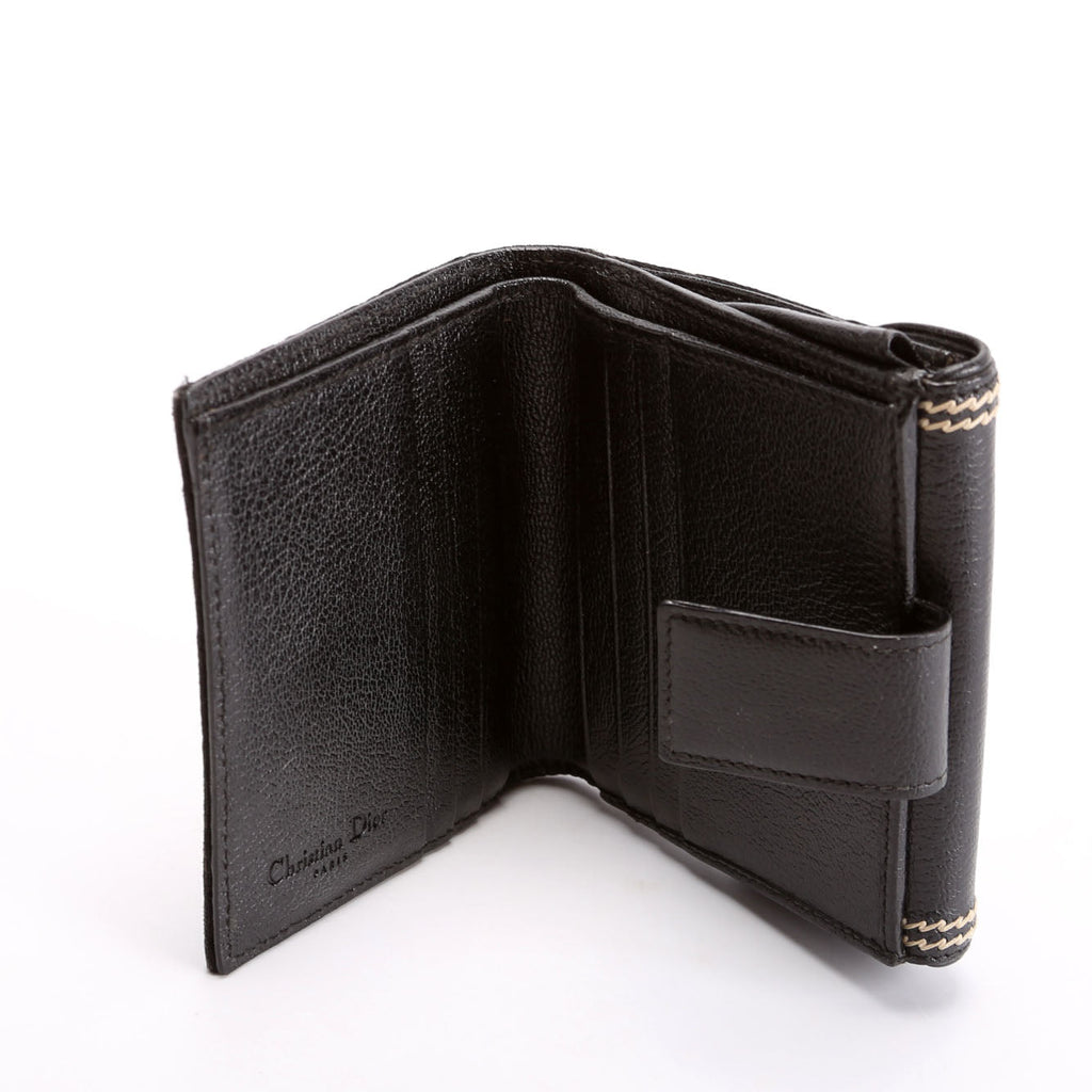 Saddle Wallet Compact Flower Oblique Black