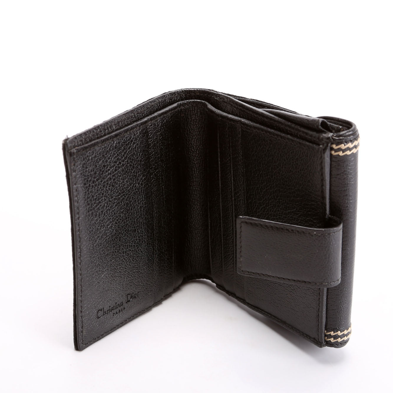 Saddle Wallet Compact Flower Oblique Black