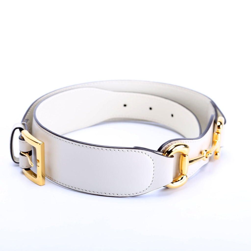 Gucci Belt: 600636 1955 Horsebit Leather Size 70/28 White