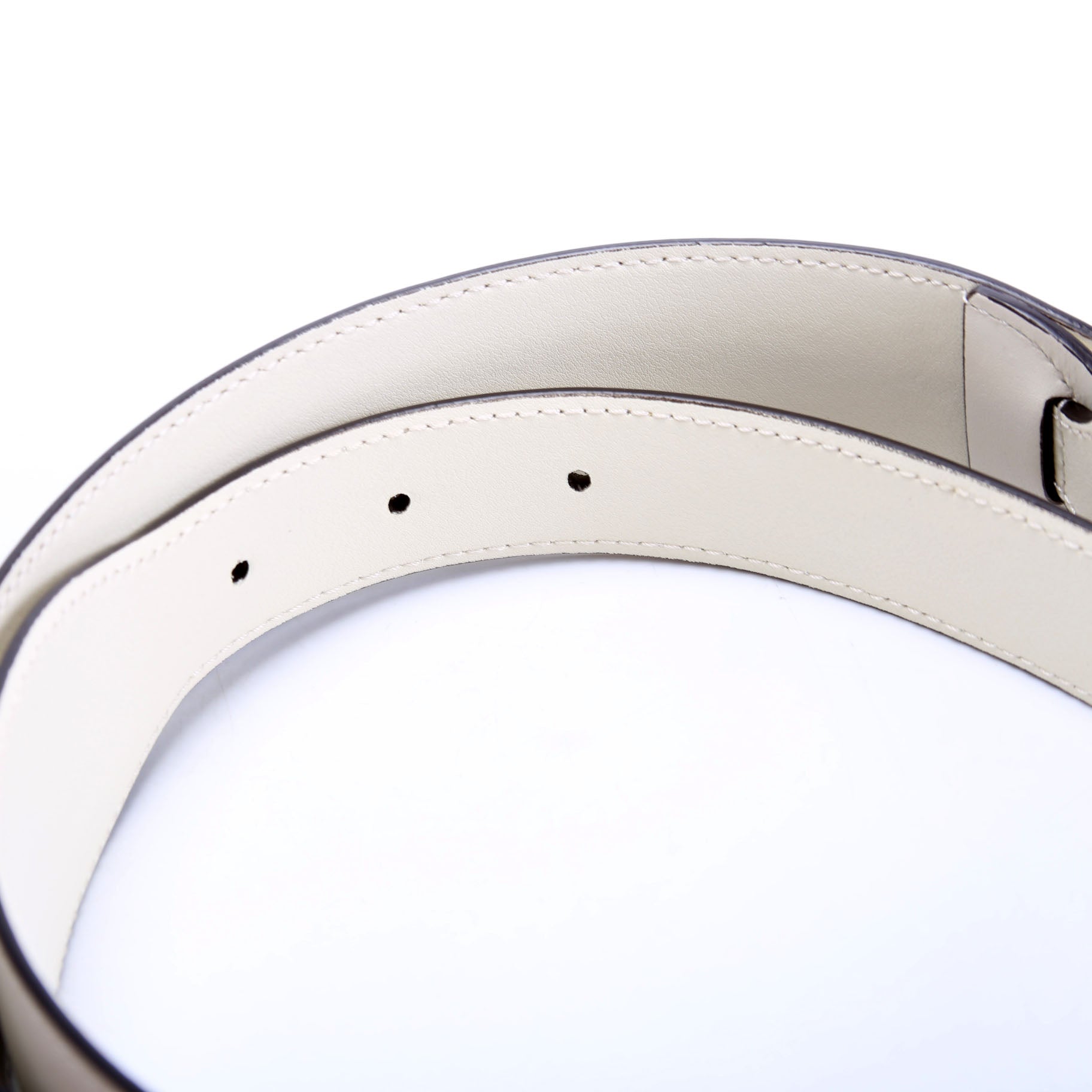 Gucci Belt: 600636 1955 Horsebit Leather Size 70/28 White