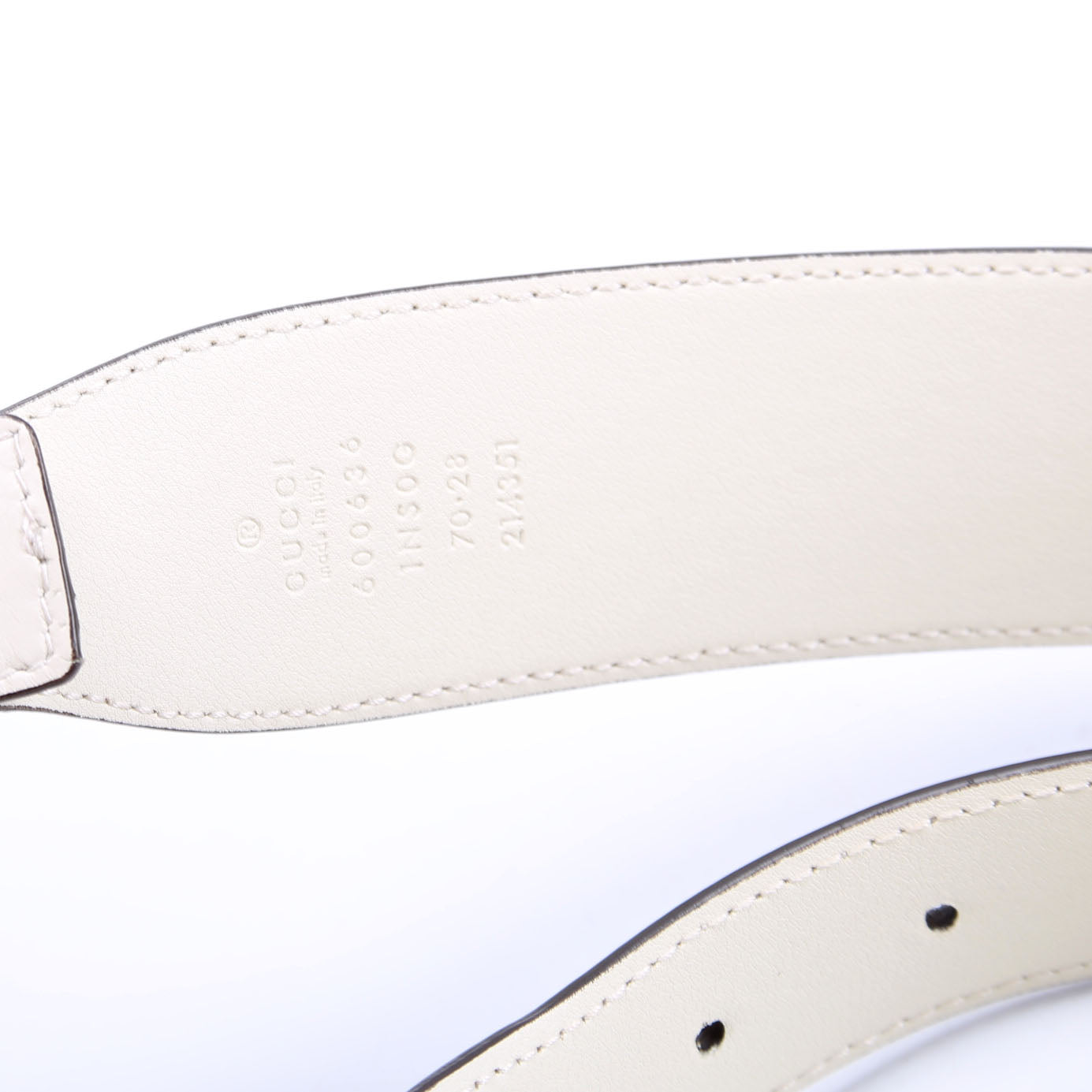 Gucci Belt: 600636 1955 Horsebit Leather Size 70/28 White