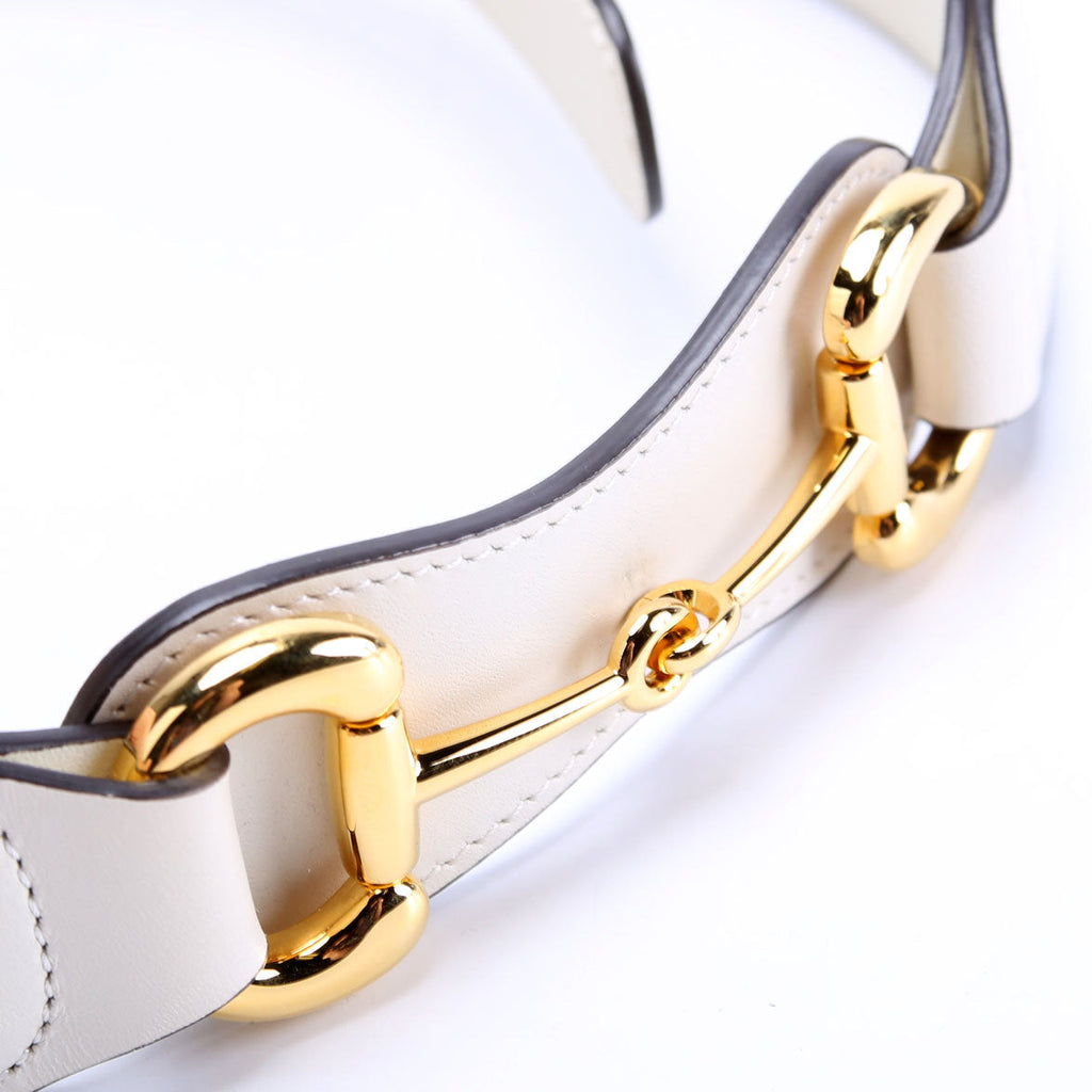 Gucci Belt: 600636 1955 Horsebit Leather Size 70/28 White