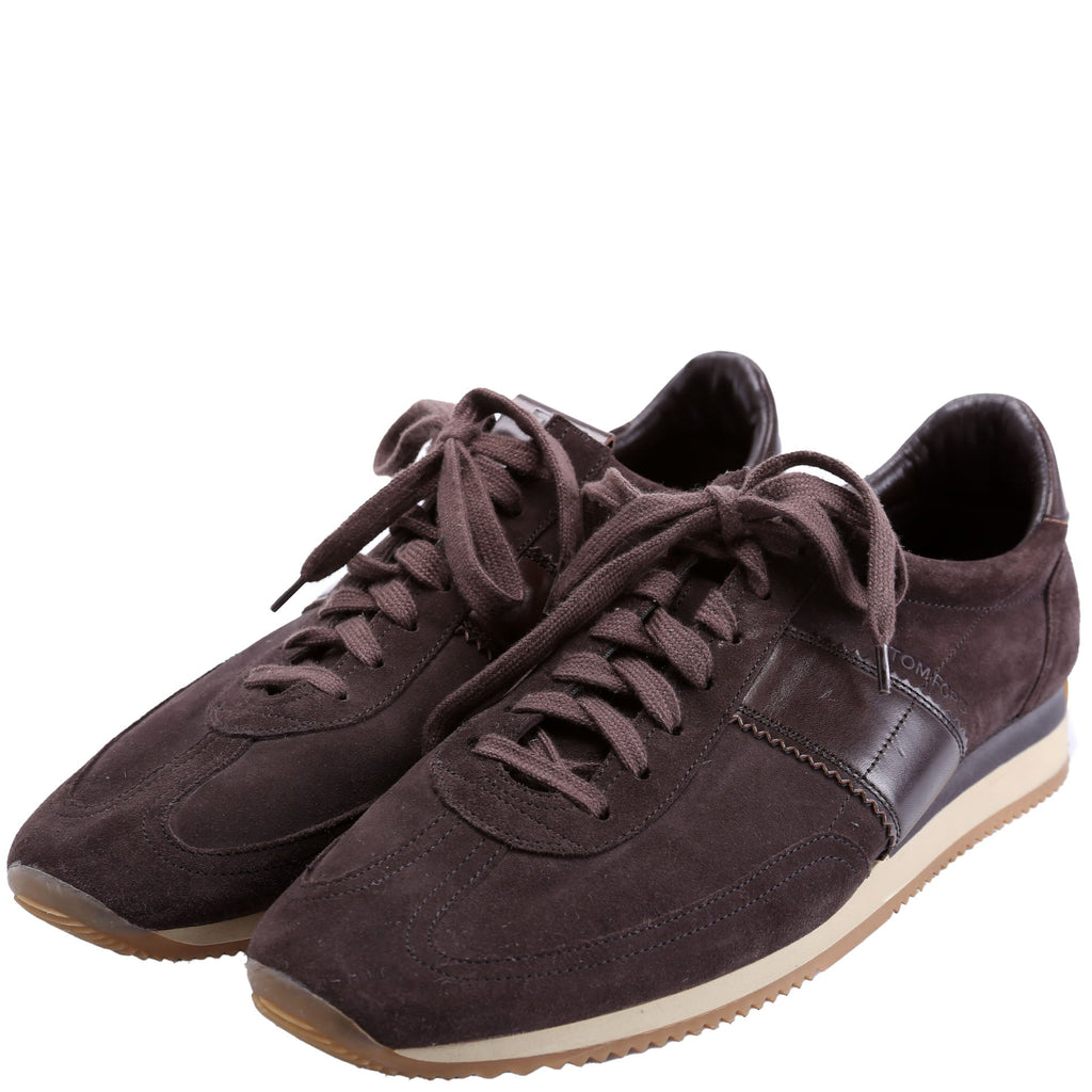 Leather/Suede Oxford Sneakers Men's Size 42 Brown