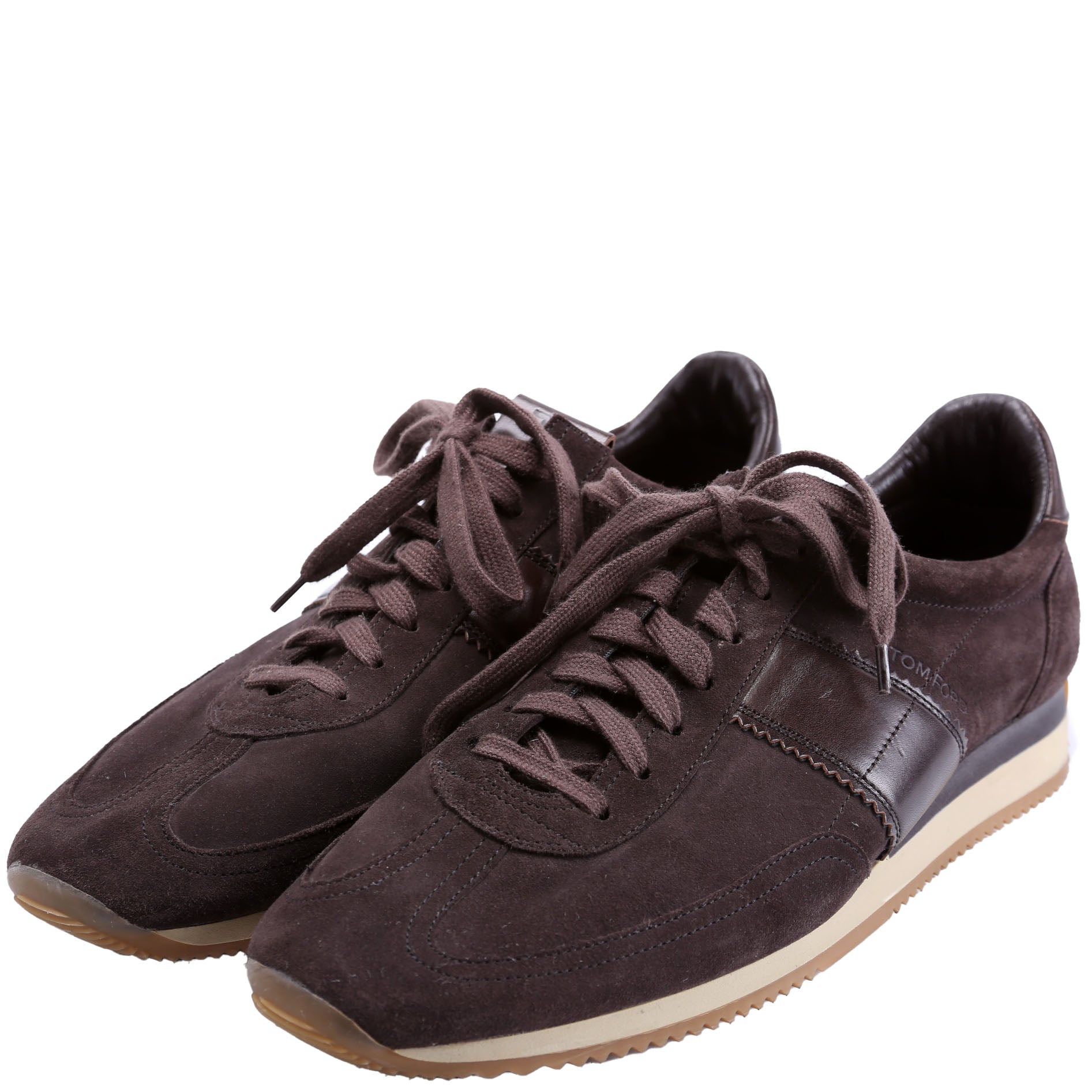 Leather/Suede Oxford Sneakers Men's Size 42 Brown