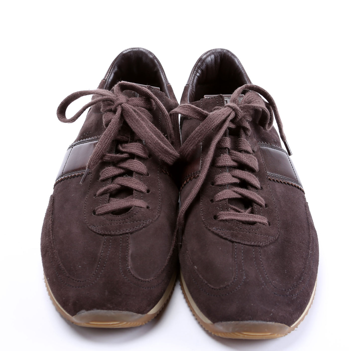 Leather/Suede Oxford Sneakers Men's Size 42 Brown
