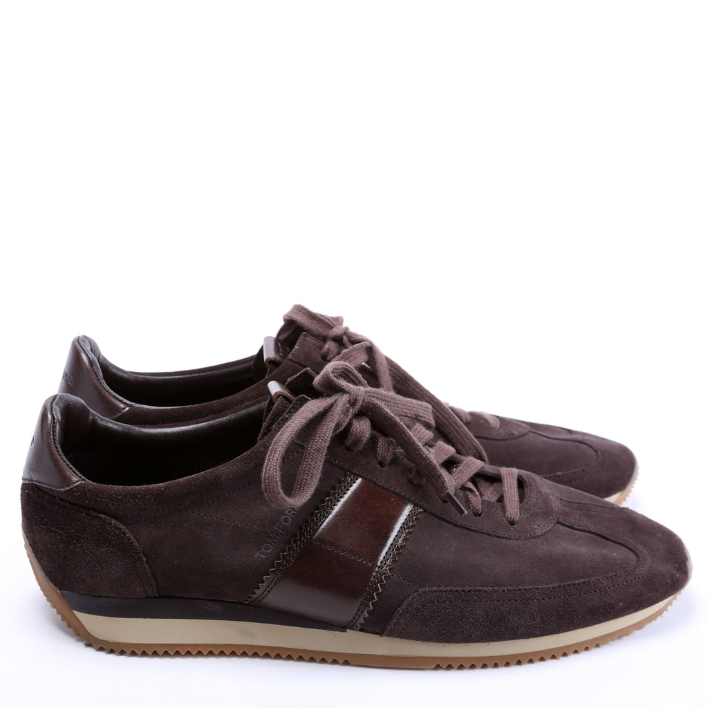 Leather/Suede Oxford Sneakers Men's Size 42 Brown