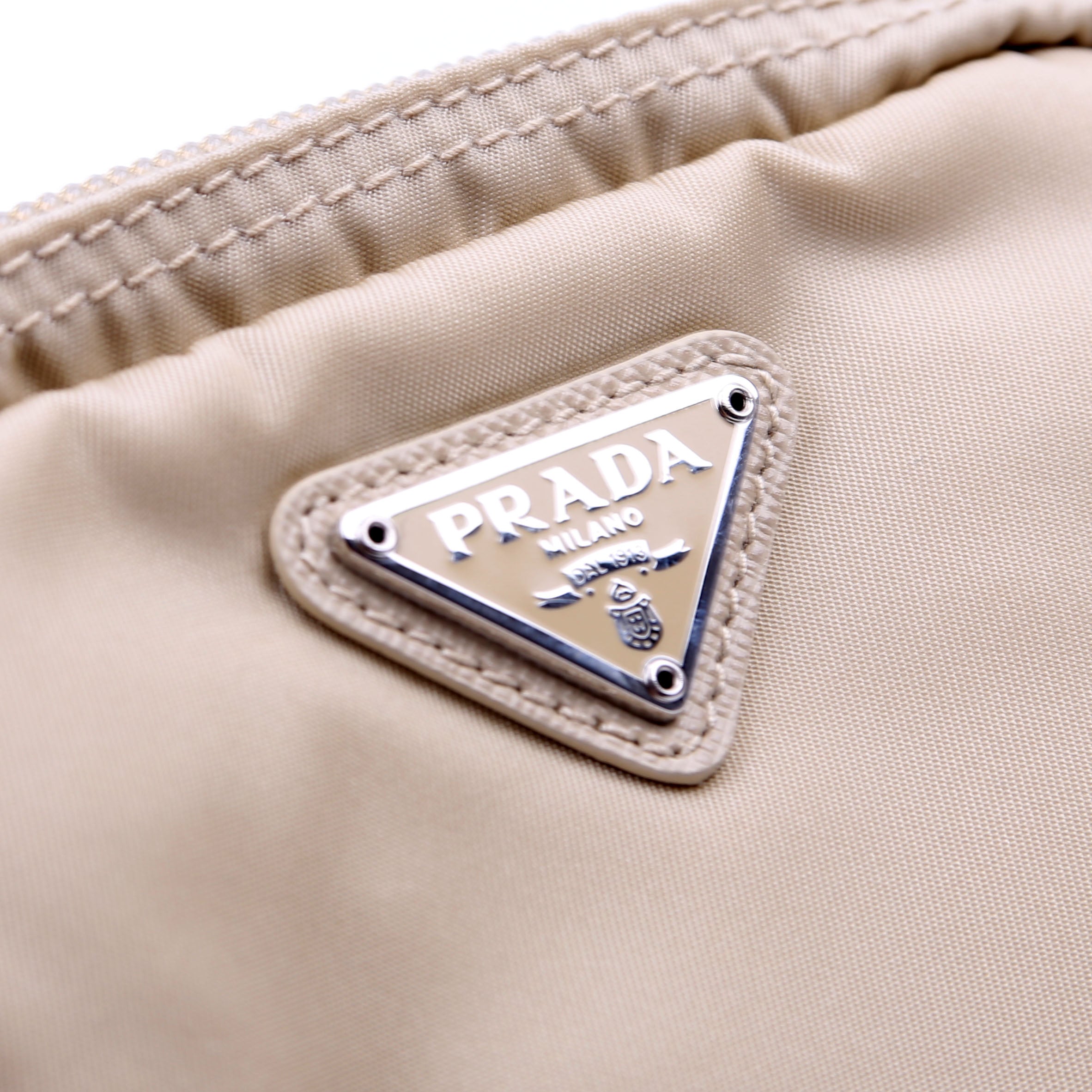 1ND339 Re-Nylon Pouch Beige