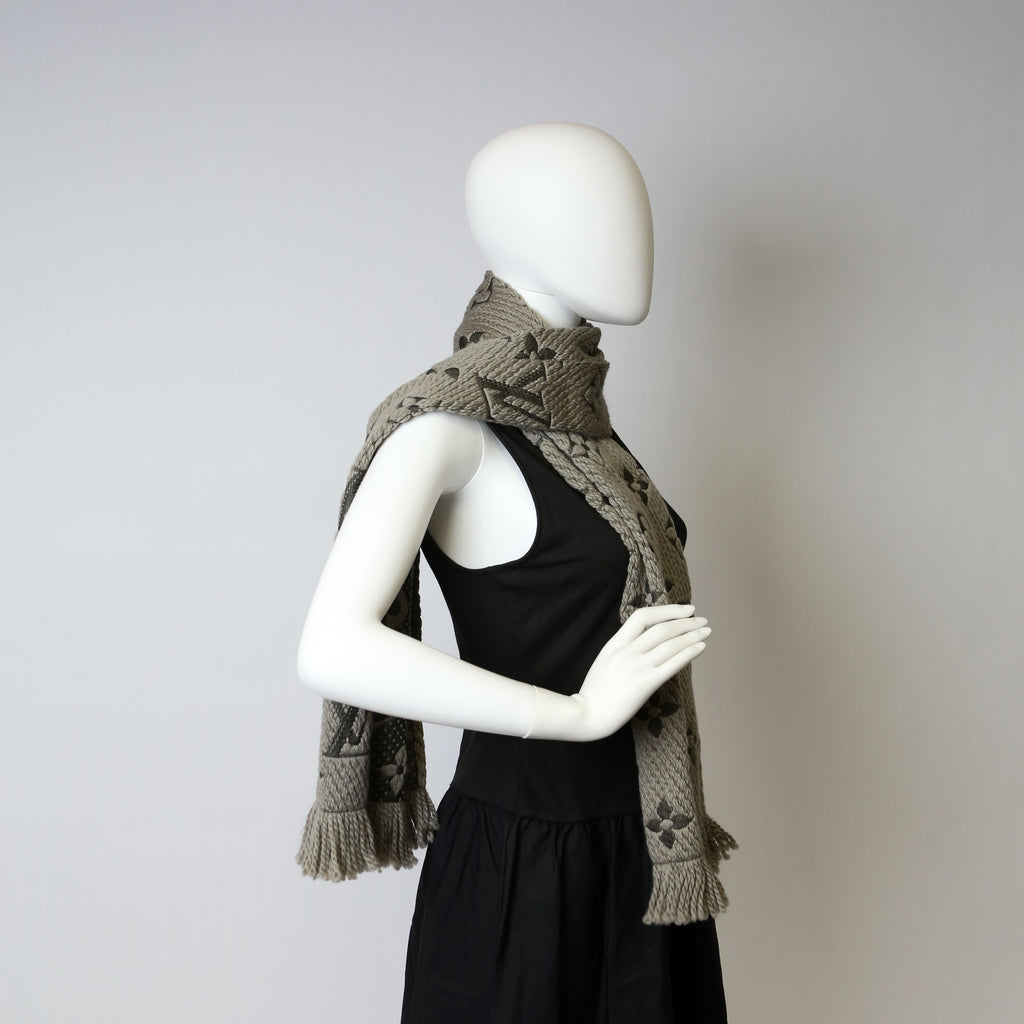 Logomania Wool/Silk Scarf Grey