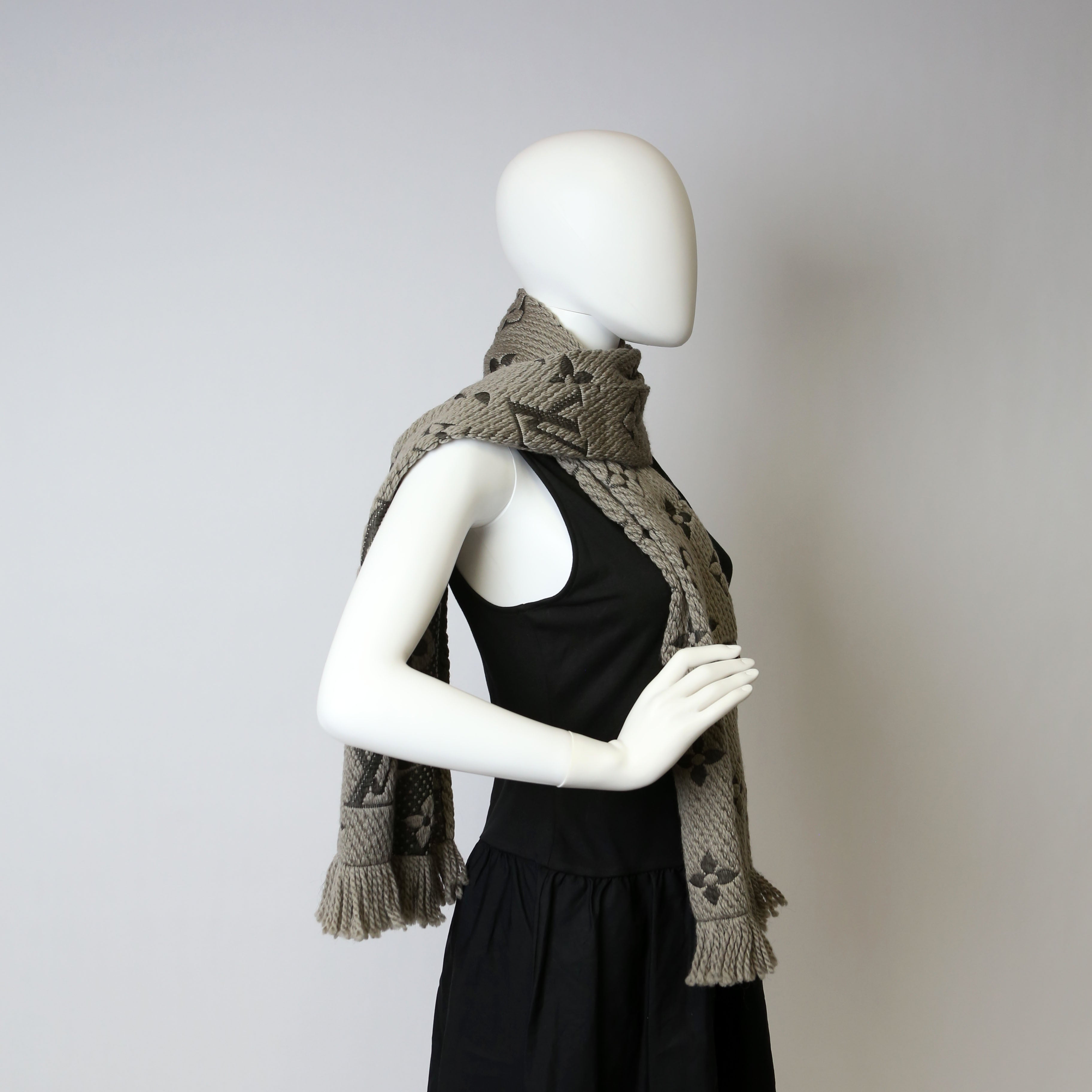Logomania Wool/Silk Scarf Grey