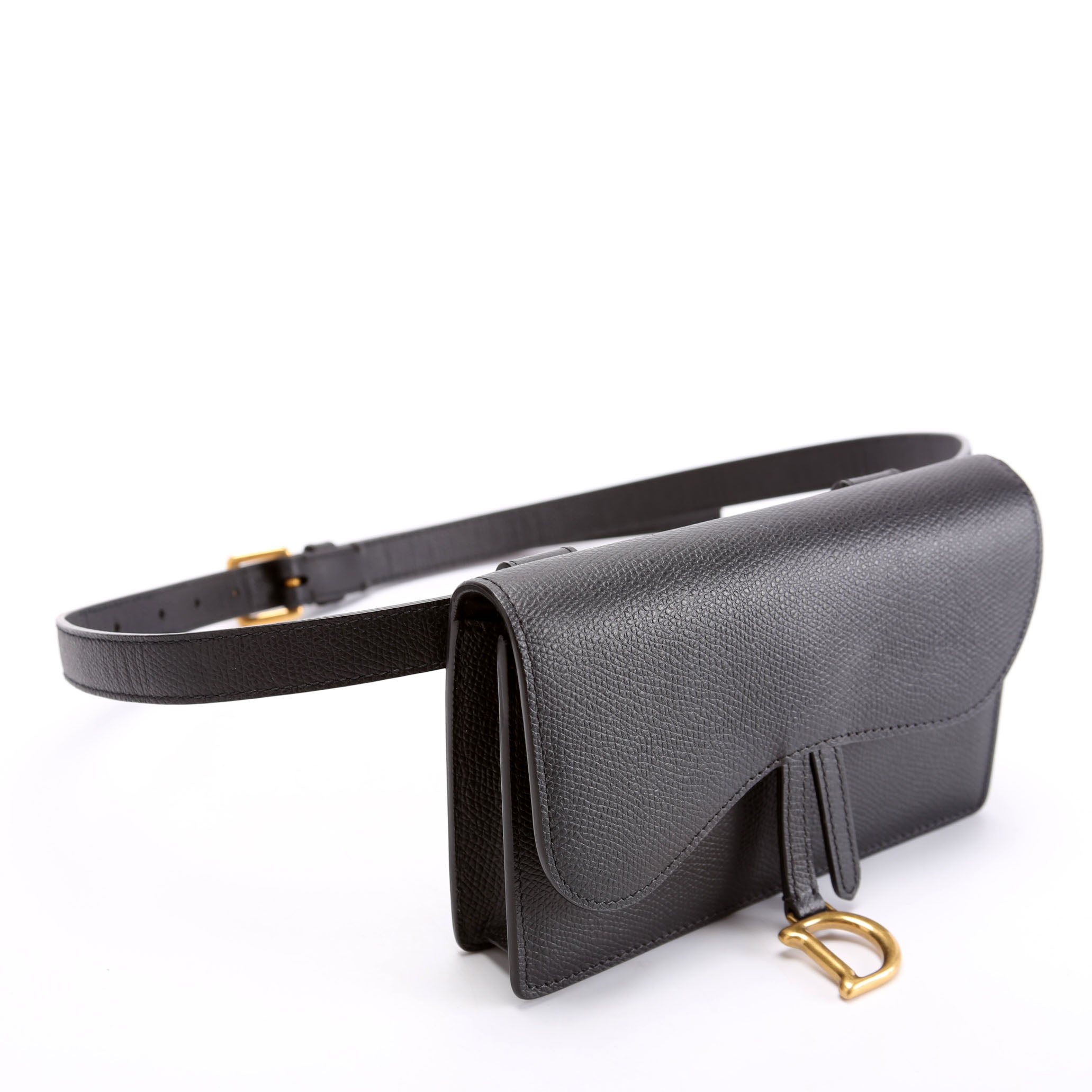 Slim Saddle Belt Bag Grain Leather Black