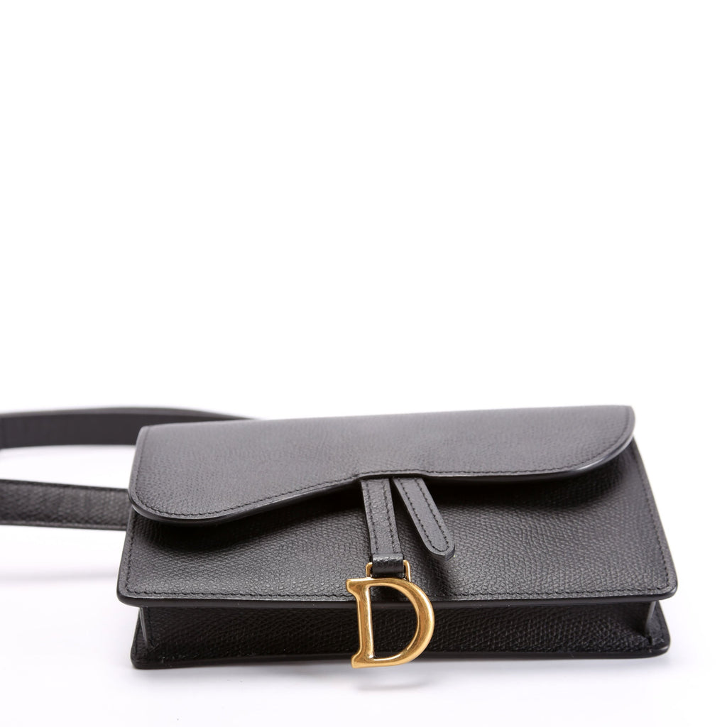 Slim Saddle Belt Bag Grain Leather Black