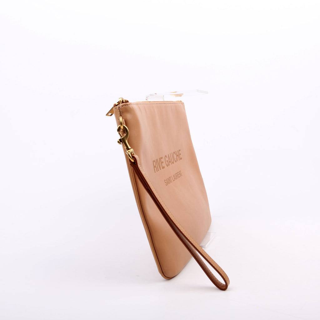 581369 Rive Gauche Calfskin Pouch Tan
