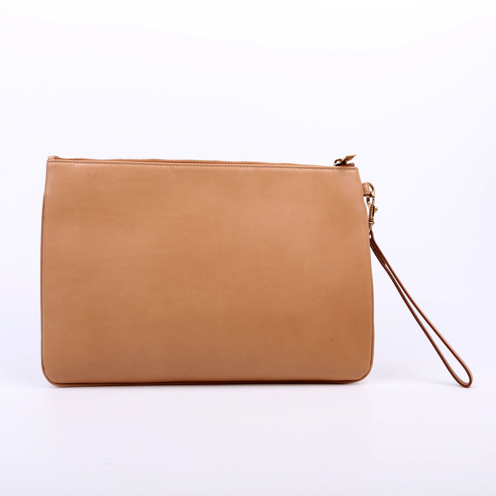 581369 Rive Gauche Calfskin Pouch Tan