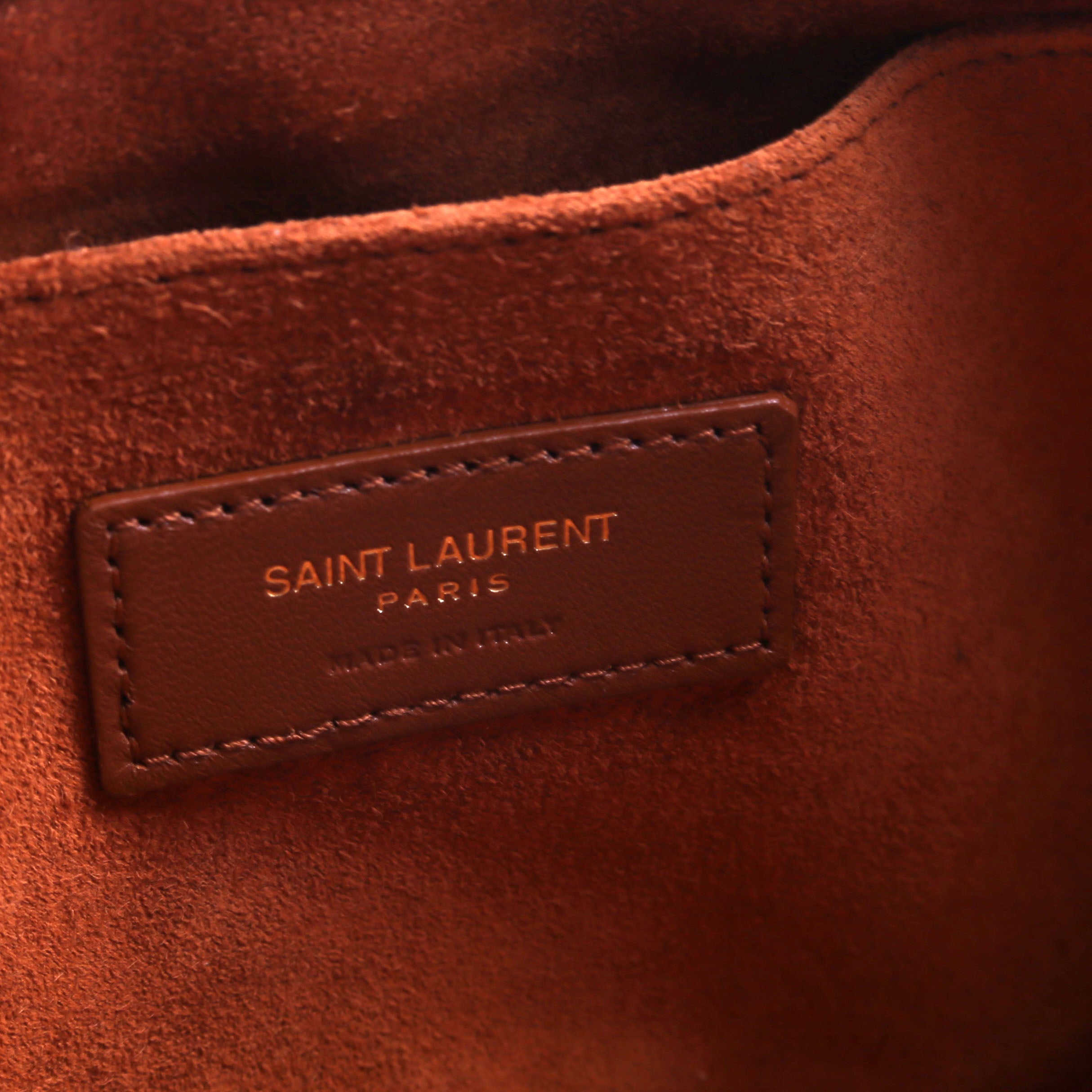 581369 Rive Gauche Calfskin Pouch Tan