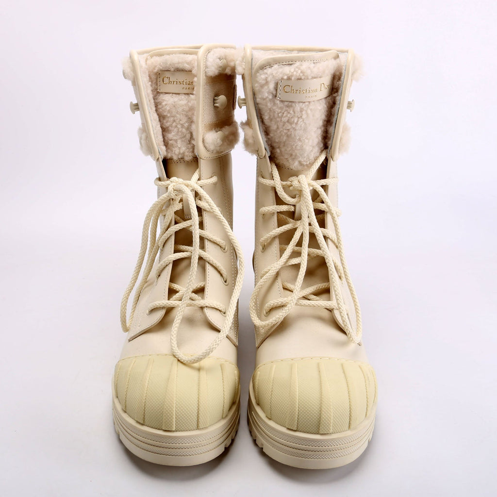 D-Major Lace-Up Snow Boots Size 38 White