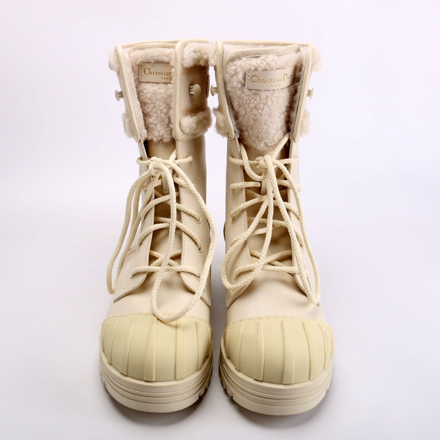 D-Major Lace-Up Snow Boots Size 38 White