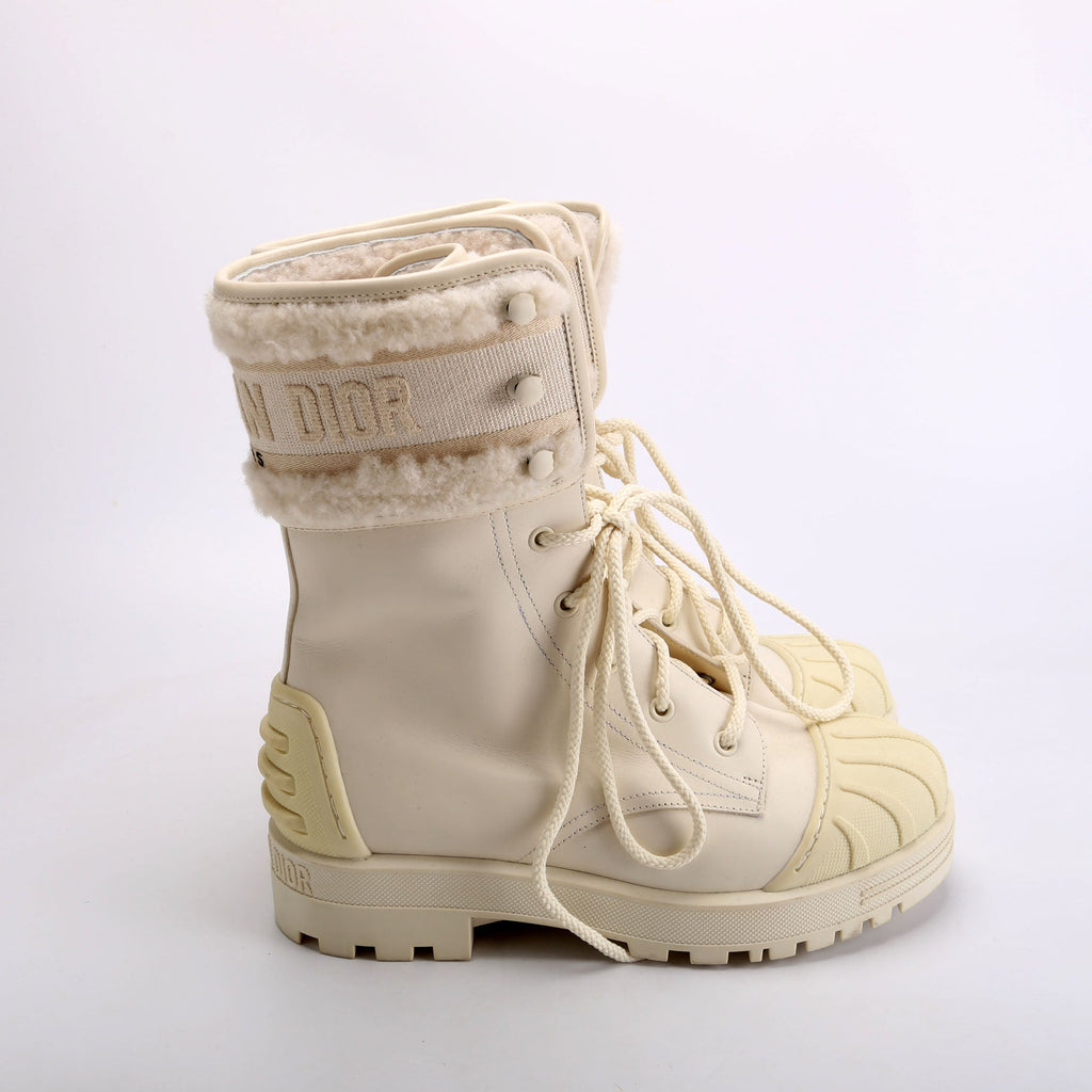 D-Major Lace-Up Snow Boots Size 38 White