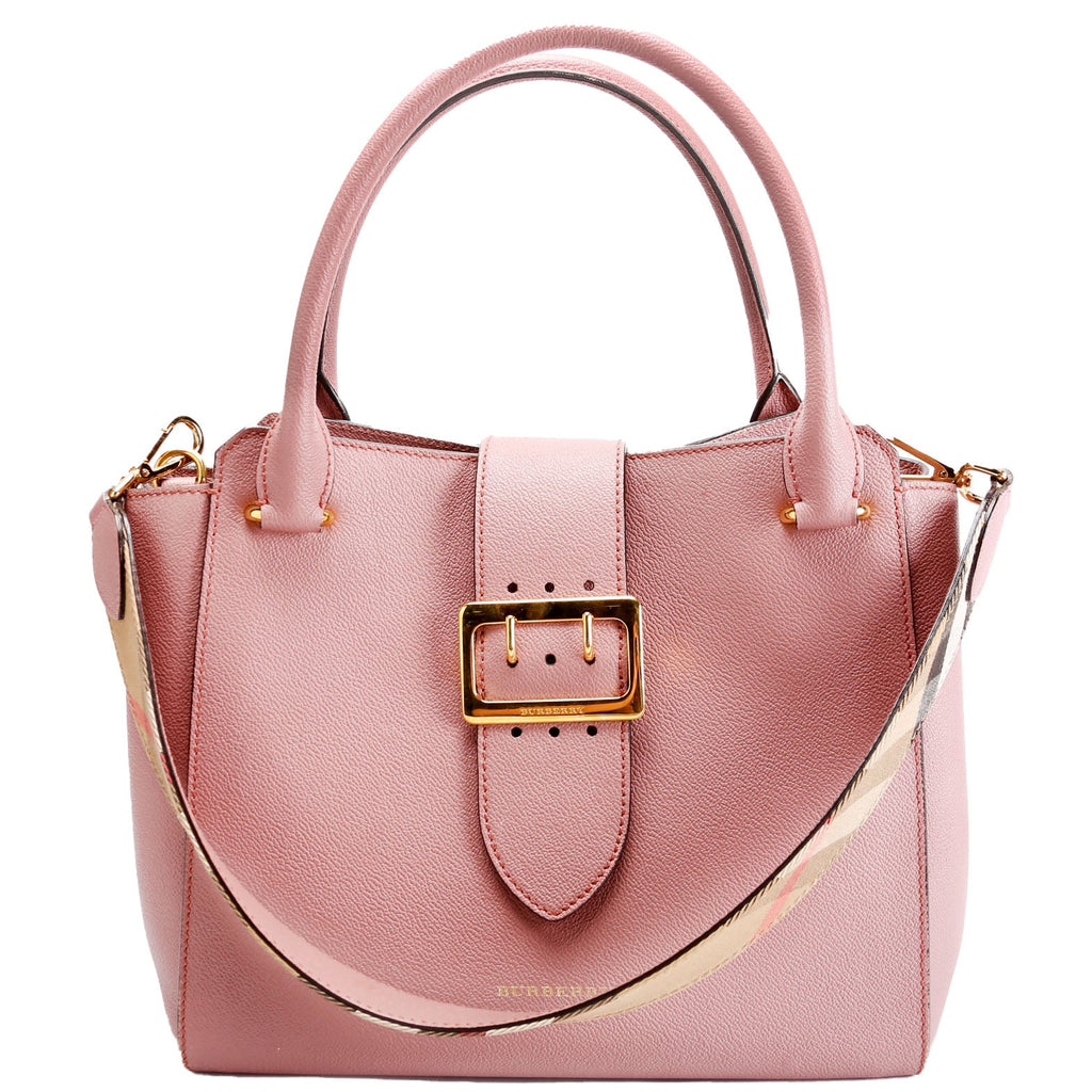 Grained Calfskin Buckle Tote Mauve