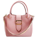 Grained Calfskin Buckle Tote Mauve