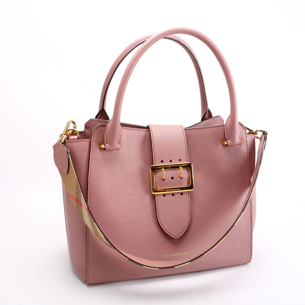 Grained Calfskin Buckle Tote Mauve